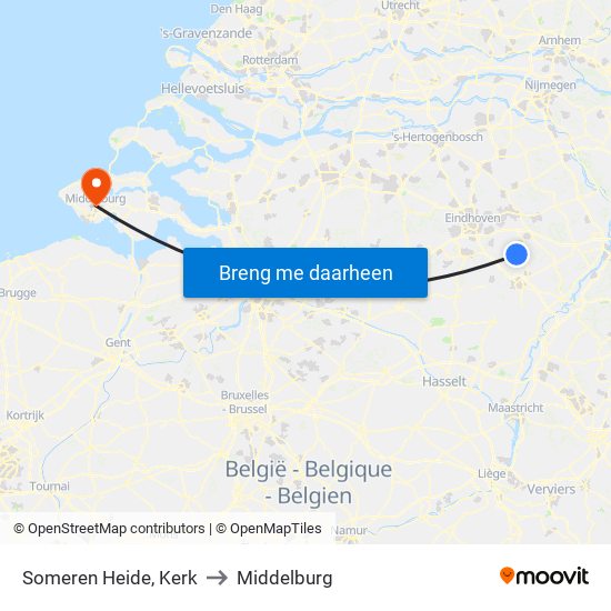 Someren Heide, Kerk to Middelburg map