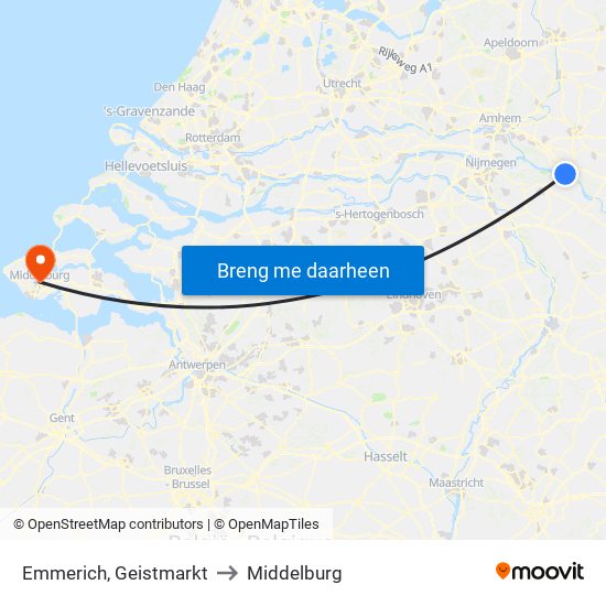 Emmerich, Geistmarkt to Middelburg map