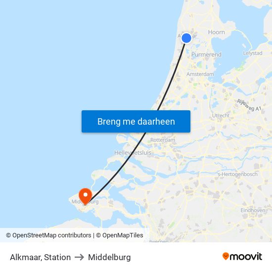 Alkmaar, Station to Middelburg map