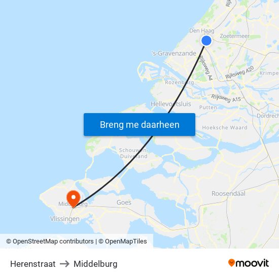 Herenstraat to Middelburg map