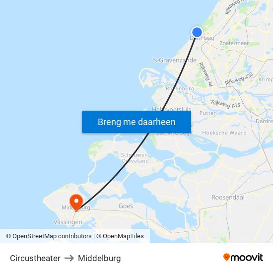 Circustheater to Middelburg map