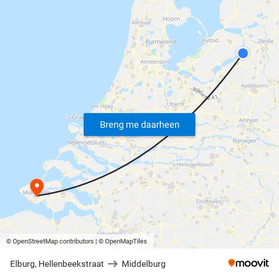 Elburg, Hellenbeekstraat to Middelburg map