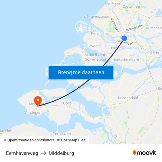 Eemhavenweg to Middelburg map