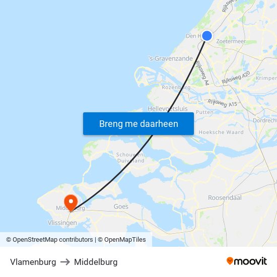 Vlamenburg to Middelburg map