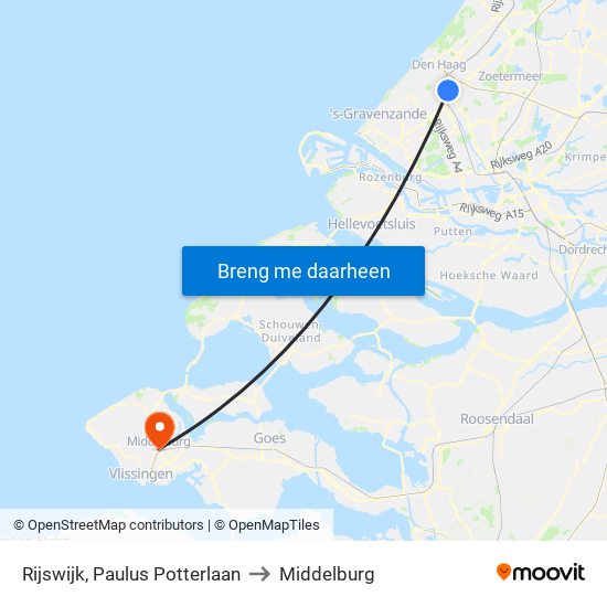 Rijswijk, Paulus Potterlaan to Middelburg map