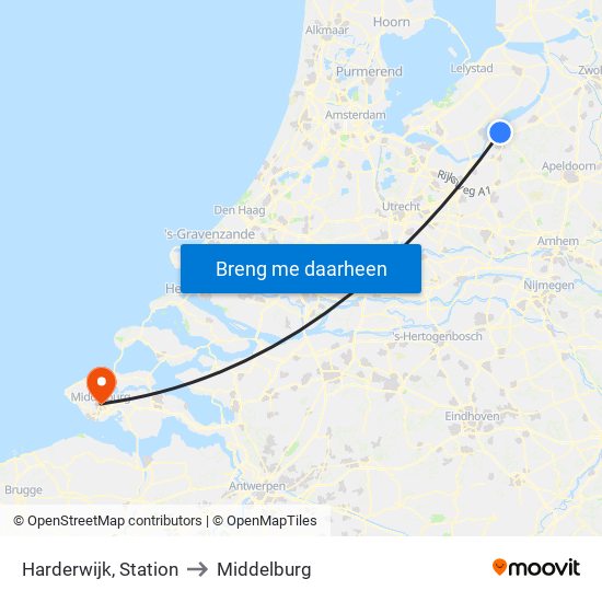 Harderwijk, Station to Middelburg map