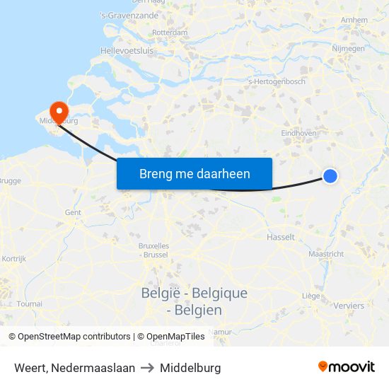 Weert, Nedermaaslaan to Middelburg map