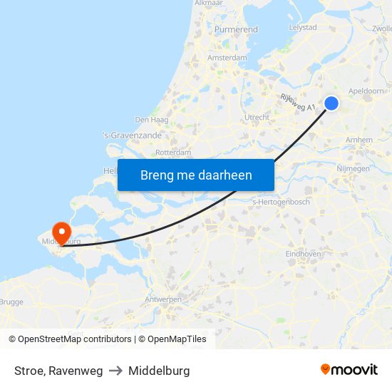 Stroe, Ravenweg to Middelburg map