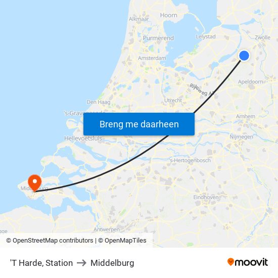 'T Harde, Station to Middelburg map