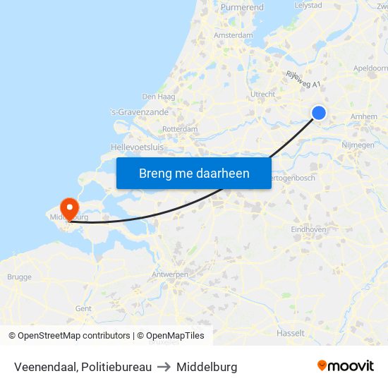 Veenendaal, Politiebureau to Middelburg map