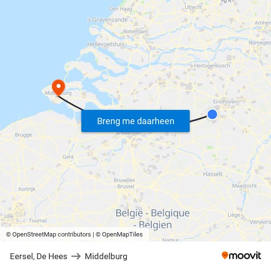 Eersel, De Hees to Middelburg map