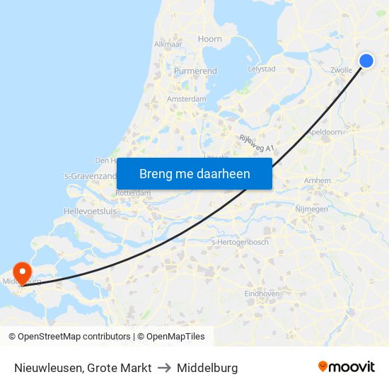 Nieuwleusen, Grote Markt to Middelburg map