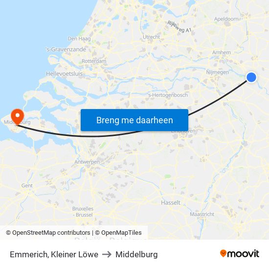 Emmerich, Kleiner Löwe to Middelburg map