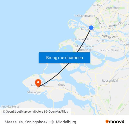 Maassluis, Koningshoek to Middelburg map