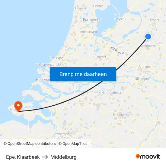 Epe, Klaarbeek to Middelburg map
