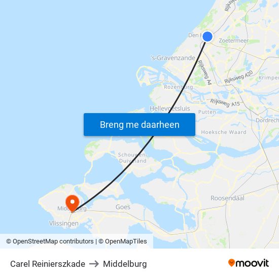 Carel Reinierszkade to Middelburg map