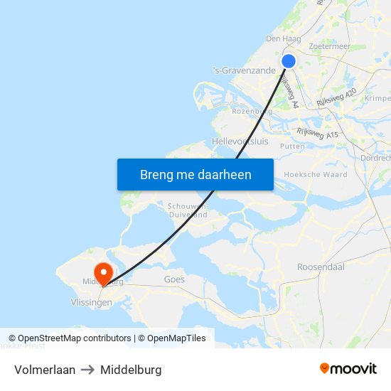 Volmerlaan to Middelburg map