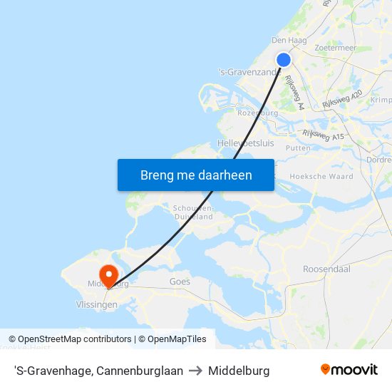 'S-Gravenhage, Cannenburglaan to Middelburg map