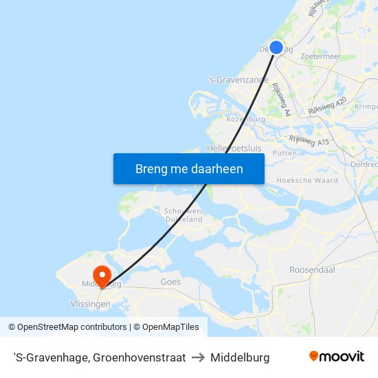 'S-Gravenhage, Groenhovenstraat to Middelburg map
