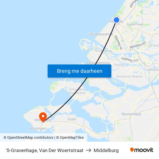 'S-Gravenhage, Van Der Woertstraat to Middelburg map
