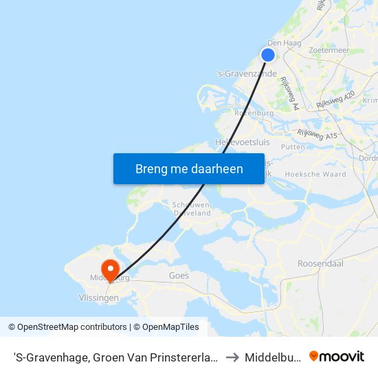 'S-Gravenhage, Groen Van Prinstererlaan to Middelburg map