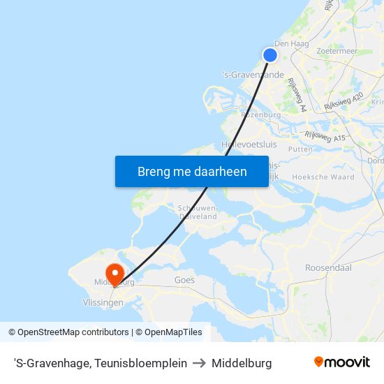'S-Gravenhage, Teunisbloemplein to Middelburg map