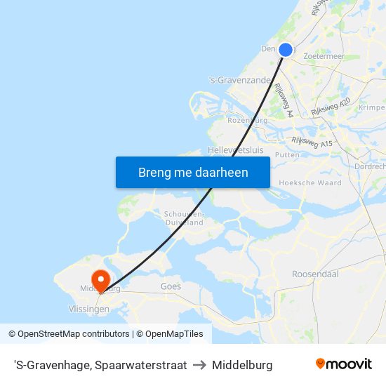 'S-Gravenhage, Spaarwaterstraat to Middelburg map