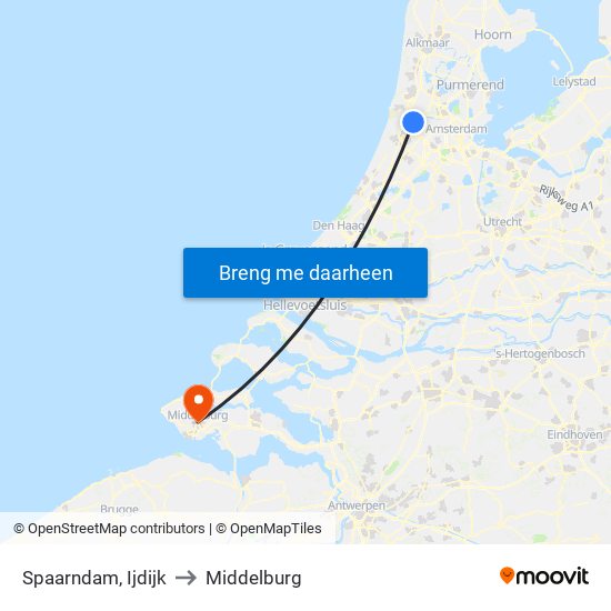 Spaarndam, Ijdijk to Middelburg map