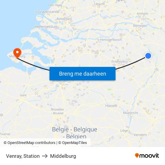 Venray, Station to Middelburg map