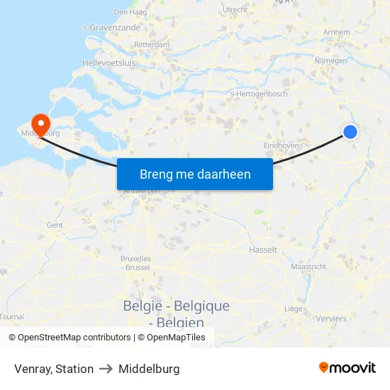 Venray, Station Venray to Middelburg map