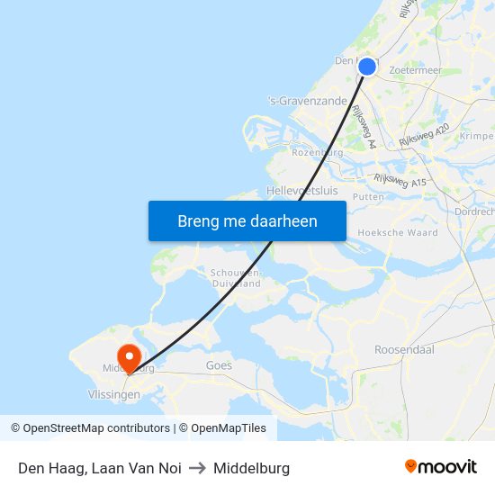 Den Haag, Laan Van Noi to Middelburg map