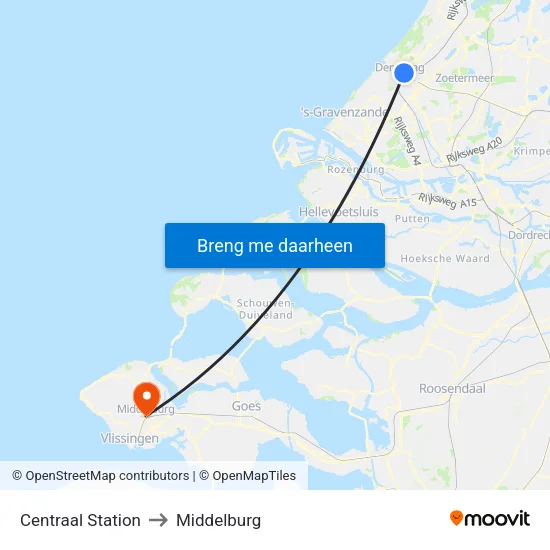 Centraal Station to Middelburg map