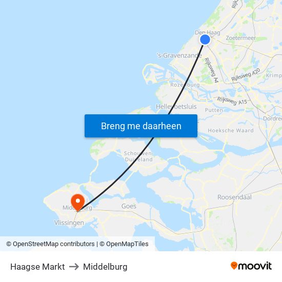 Haagse Markt to Middelburg map