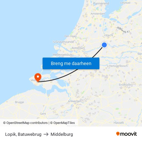 Lopik, Batuwebrug to Middelburg map