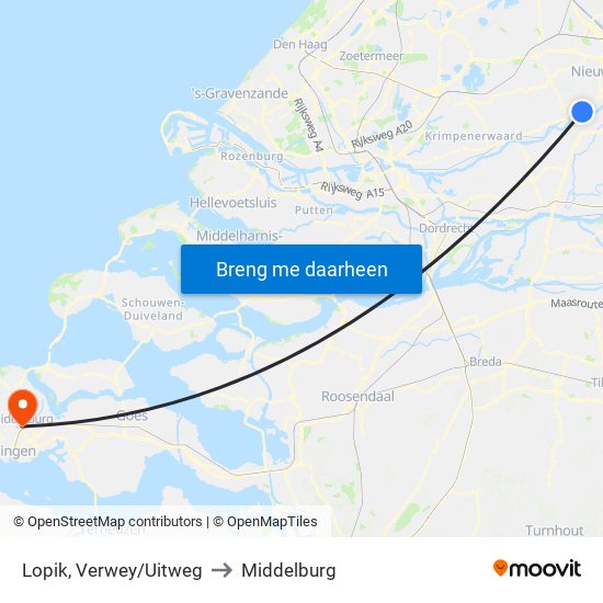 Lopik, Verwey/Uitweg to Middelburg map