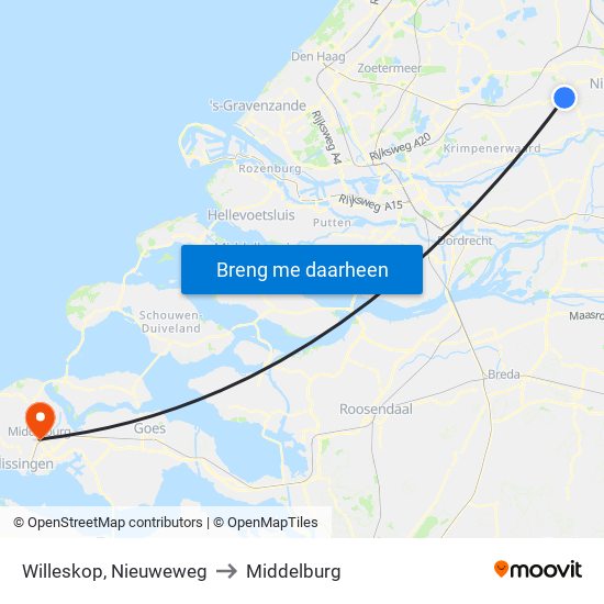 Willeskop, Nieuweweg to Middelburg map
