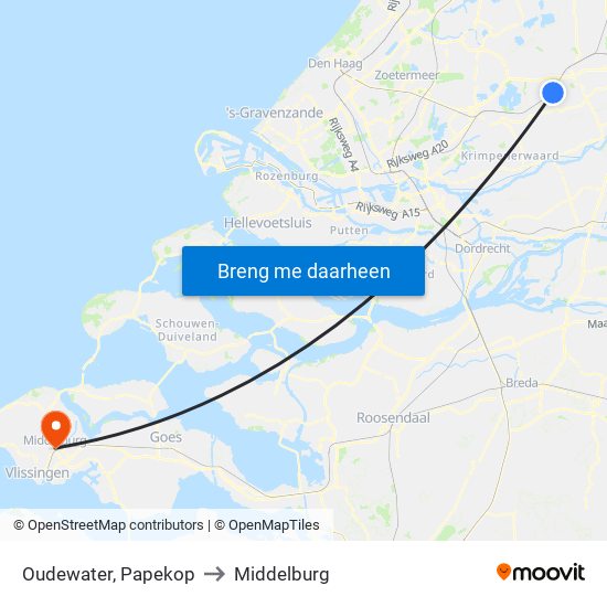 Oudewater, Papekop to Middelburg map