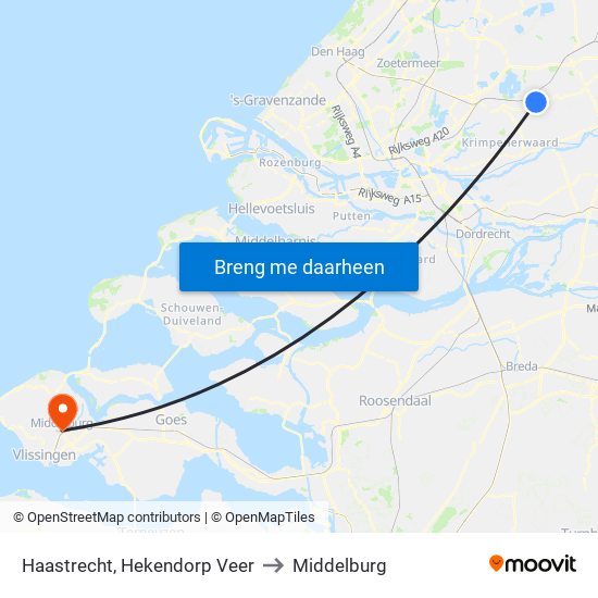 Haastrecht, Hekendorp Veer to Middelburg map