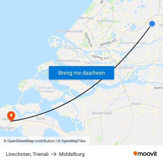 Linschoten, Trienali to Middelburg map