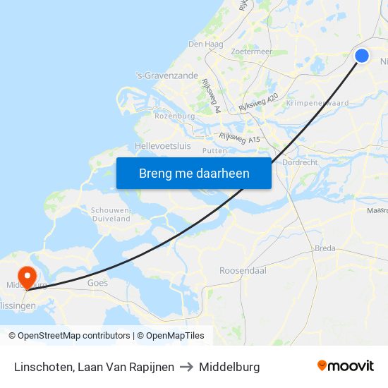 Linschoten, Laan Van Rapijnen to Middelburg map