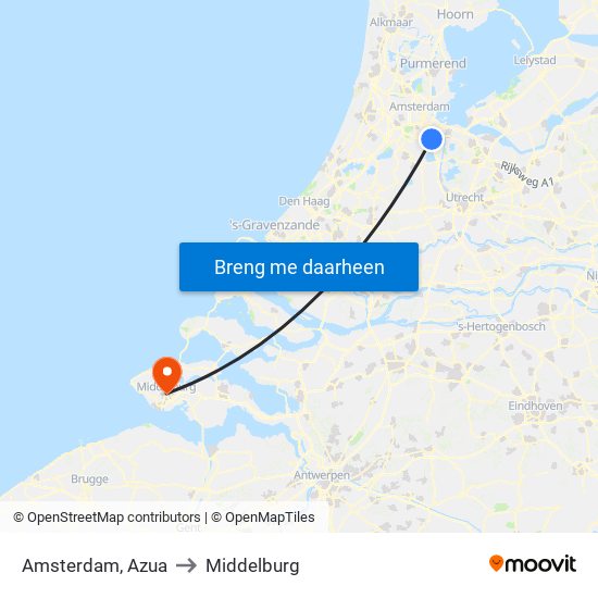Amsterdam, Azua to Middelburg map