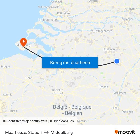 Maarheeze, Station to Middelburg map