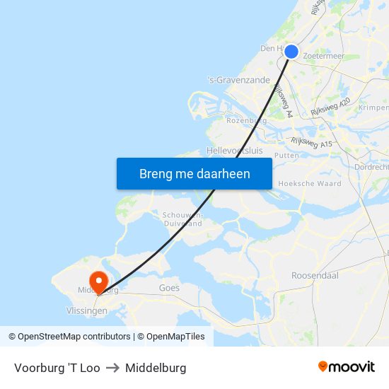 Voorburg 'T Loo to Middelburg map