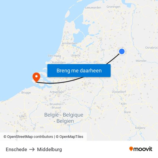 Enschede to Middelburg map