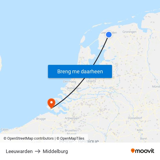 Leeuwarden to Middelburg map