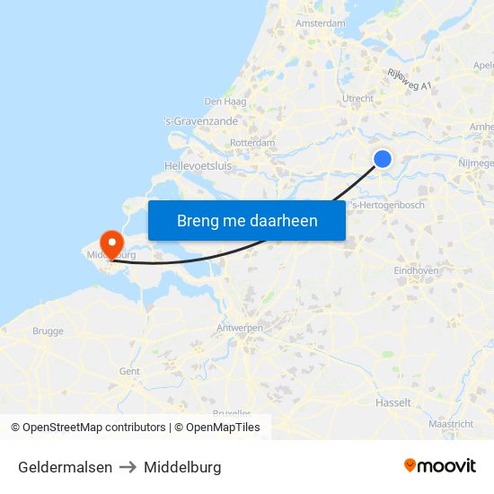 Geldermalsen to Middelburg map