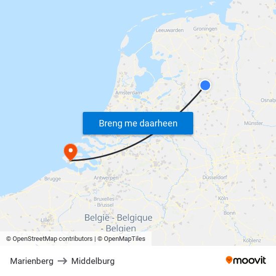 Marienberg to Middelburg map