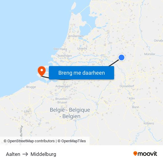 Aalten to Middelburg map