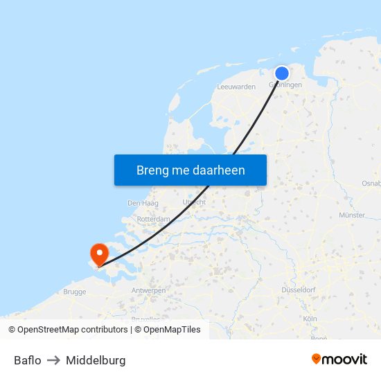 Baflo to Middelburg map