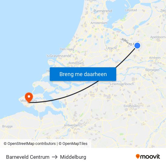 Barneveld Centrum to Middelburg map